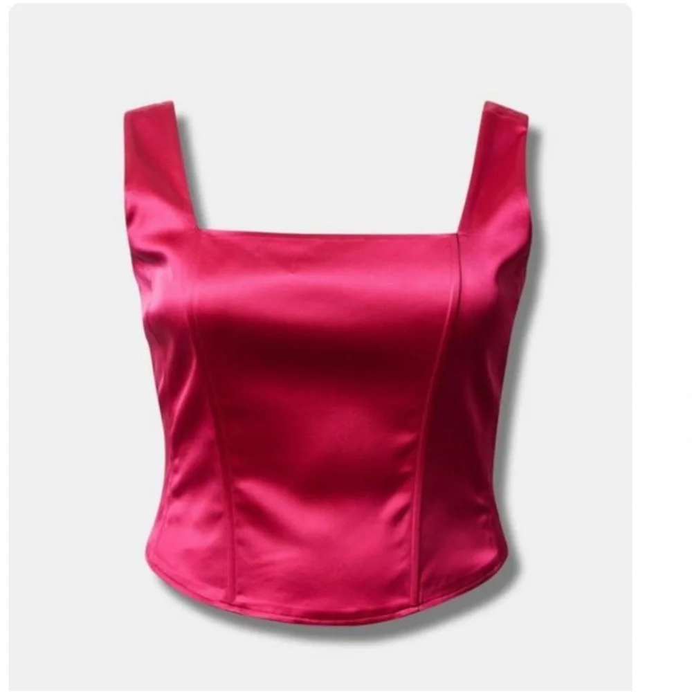 Torrid NWT Pink Satin Sleeveless Corset Top - Picture 4 of 6